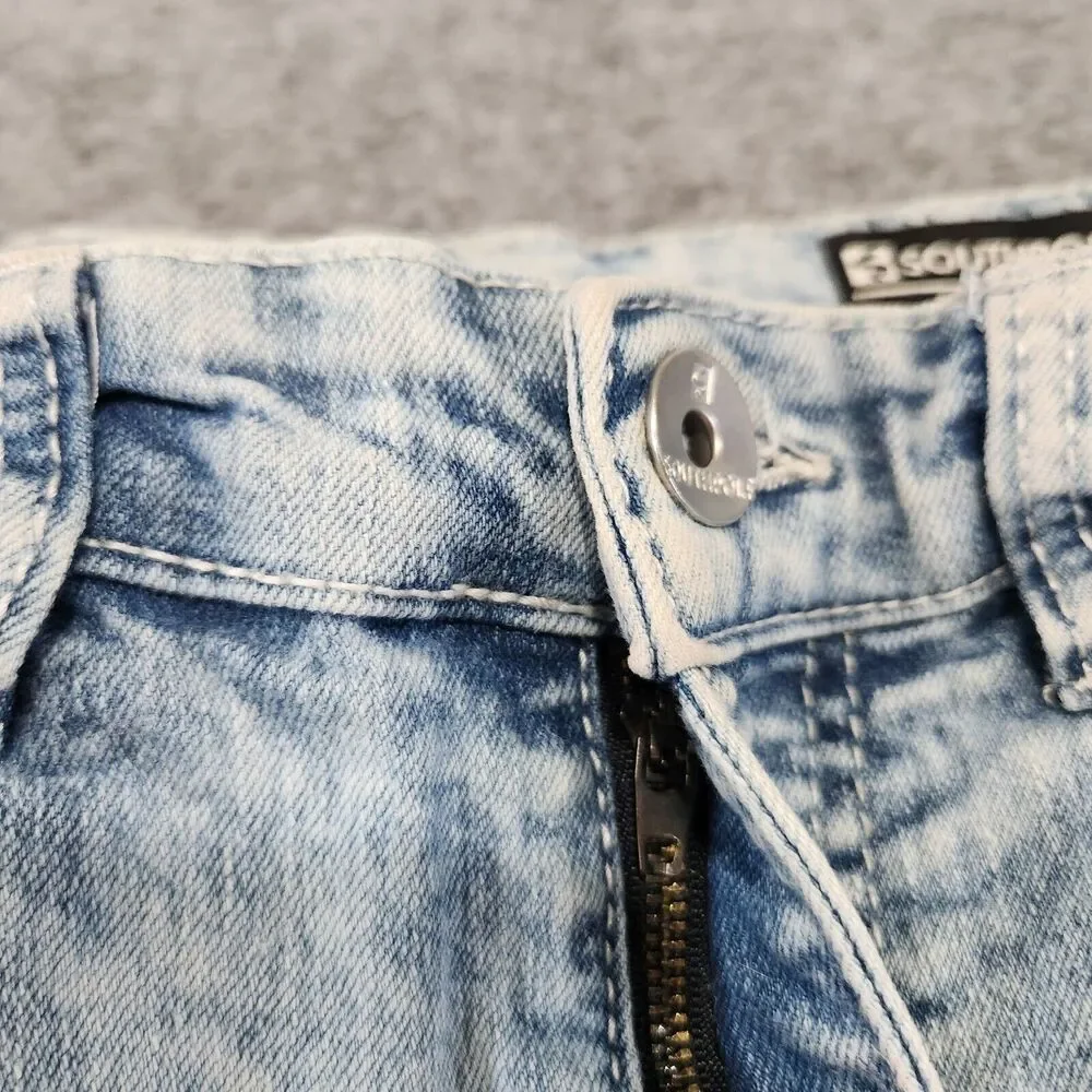 Southpole Womens Size 14 28x27 Stretch Distressed‎ Denim Light Wash Blue Jeans